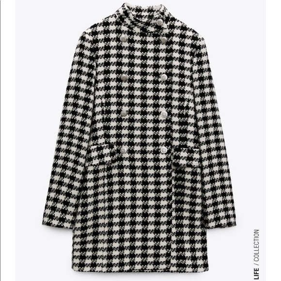 Zara Jackets & Coats Zara Houndstooth Coat Black White Poshmark